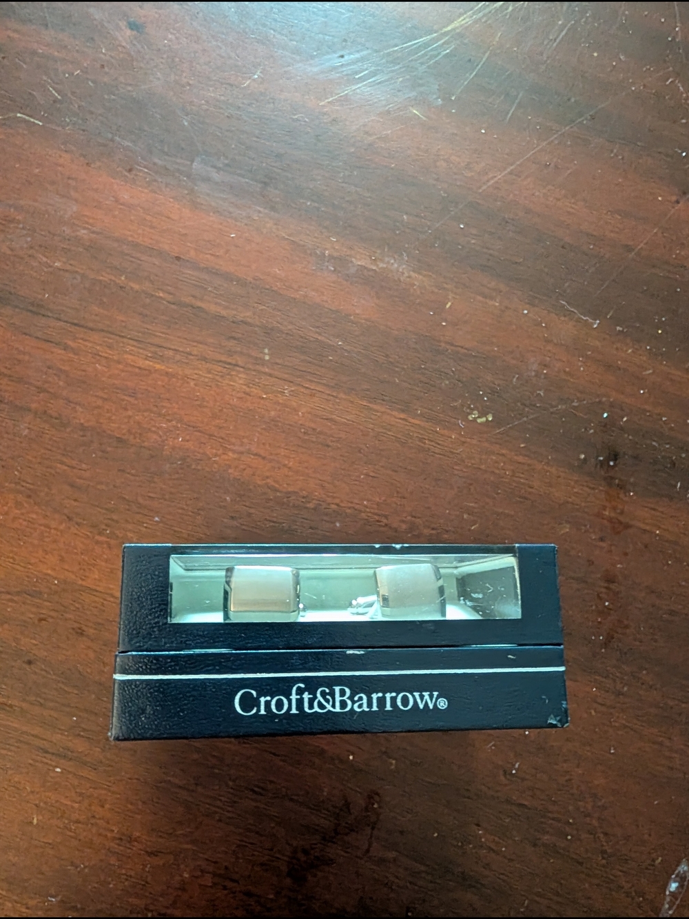 Croft & Barrow Silver and Cream Rectangular Cufflinks